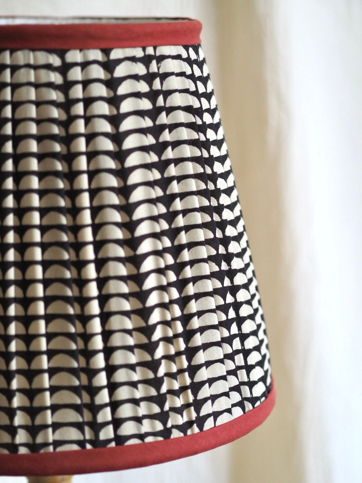 Hand crafted gathered monochrome lampshade Charlotte Boyd