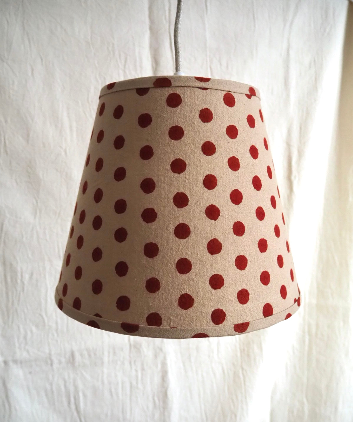 Hand Crafted polka dot rust lampshade Charlotte Boyd Lighting