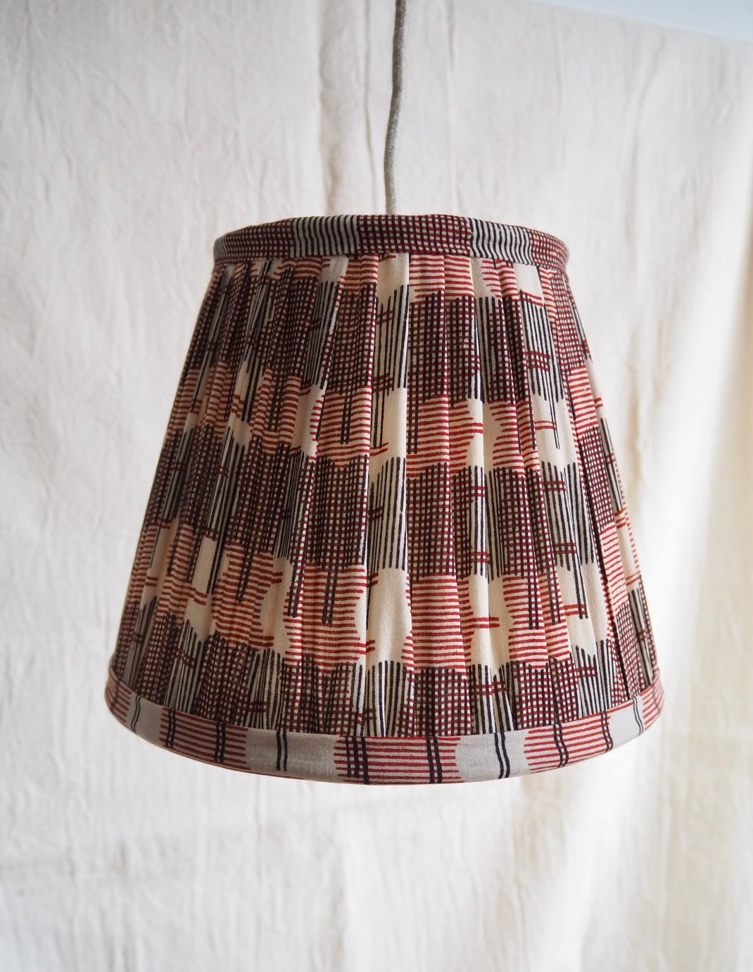 Hand Crafted Geometric and rust gathered lampshade Charlotte Boyd Lighting