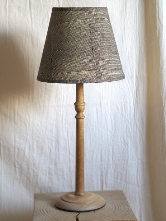 Hand crafted monochrome block printed hard lampshade Charlotte Boyd