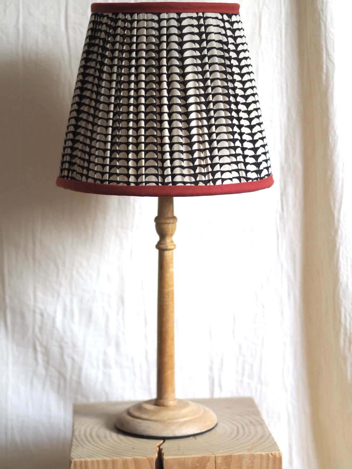 Hand Crafted monochrome gathered lampshade Charlotte Boyd