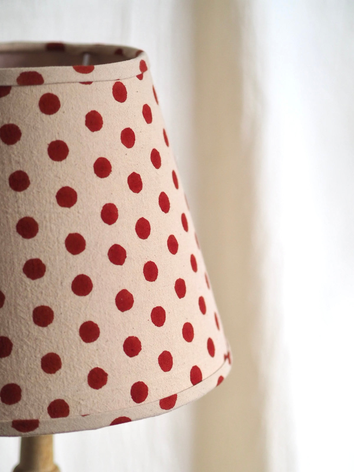Hand crafted polka dot printed lampshade