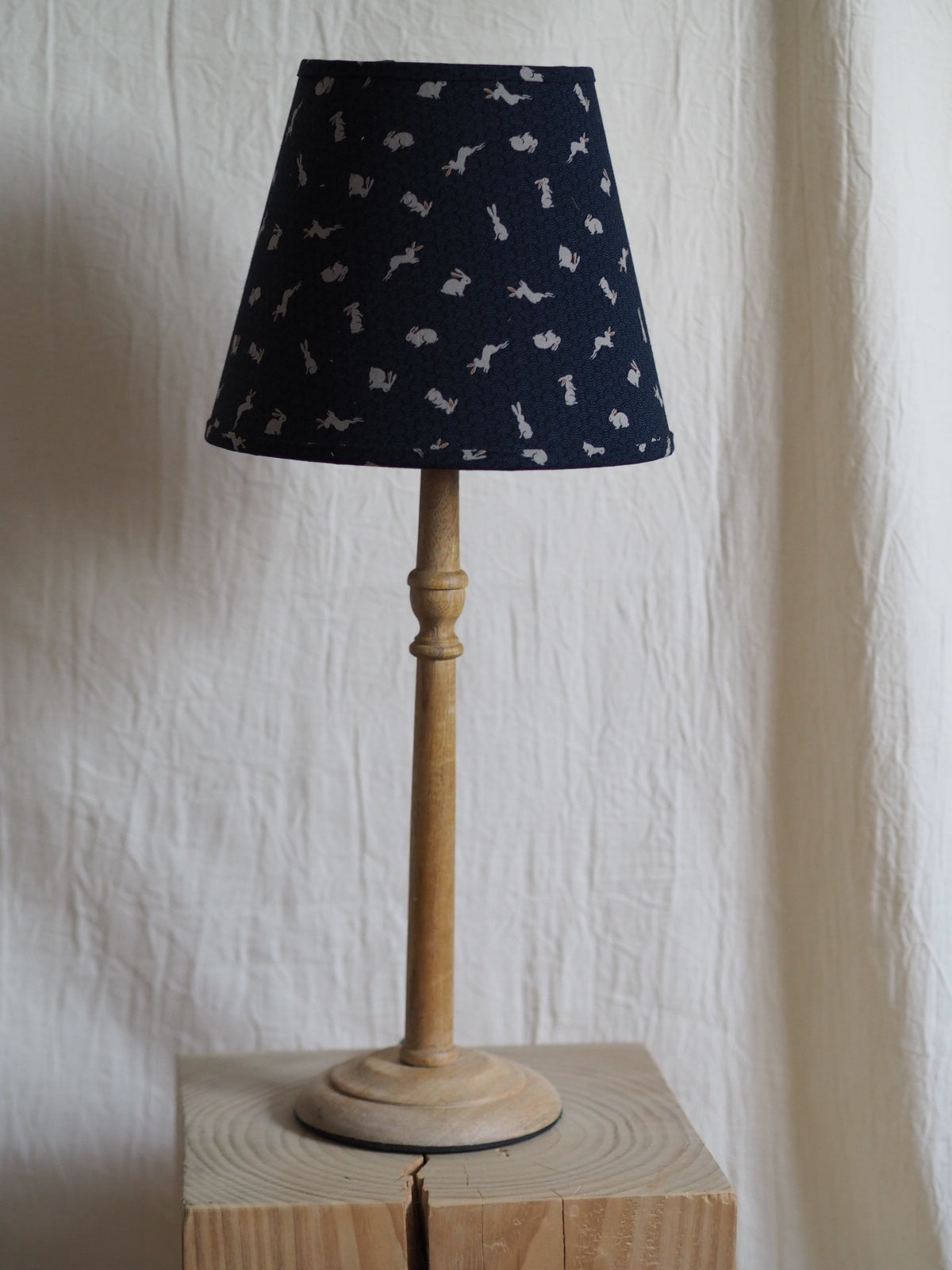 Hand Crafted printed bunny hard lampshade Charlotte Boyd